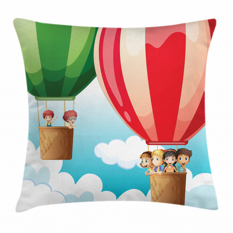 Children in Balloons Pillow Cover