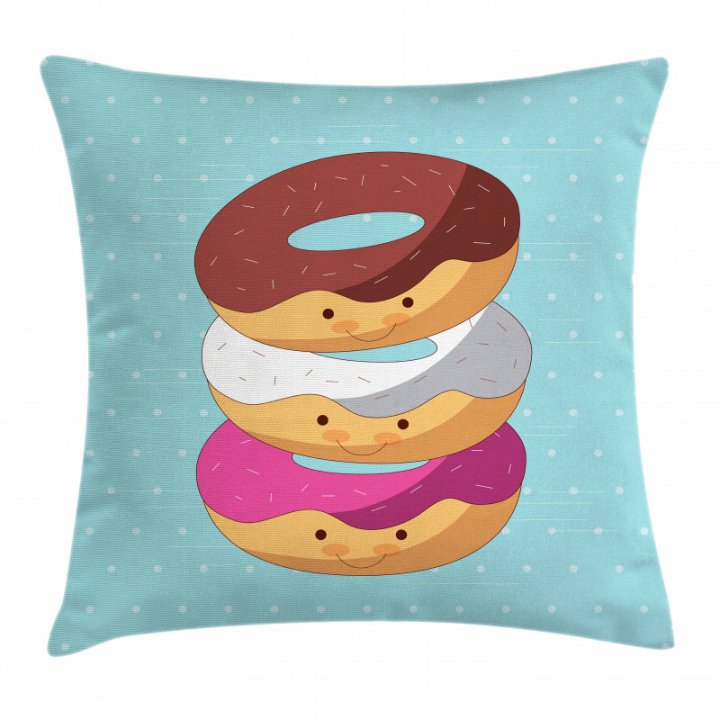 Kawaii Cartoon Donuts Pillow Cover