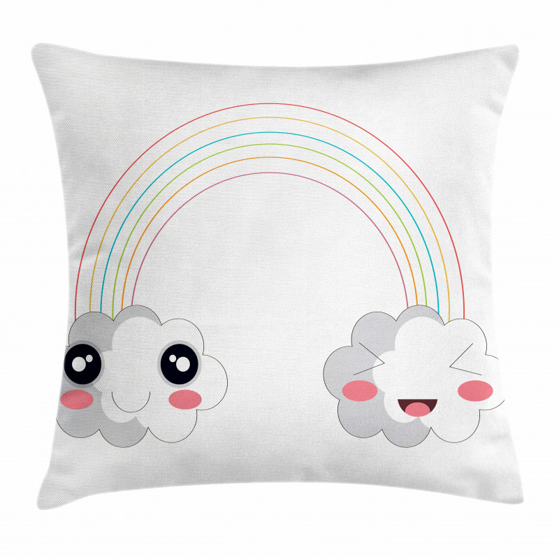 Kids Happy Rainbow Clouds Pillow Cover