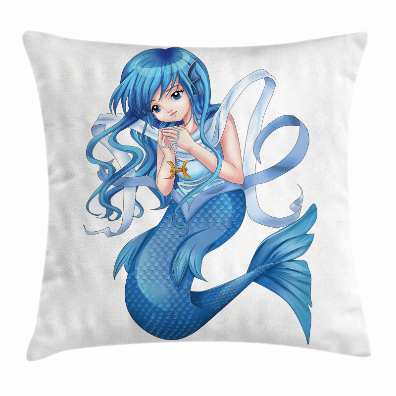 Manga Style Pisces Girl Pillow Cover