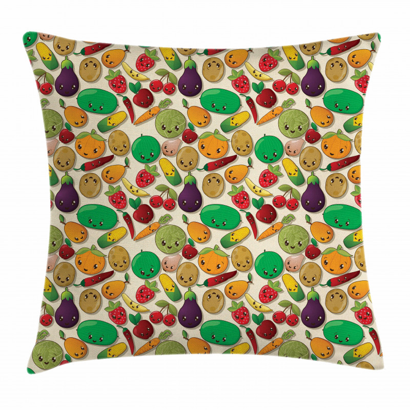 Vegetable Fruit Kawaii Pillow Cover