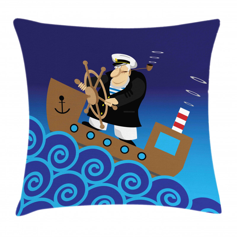 Captain on a Ship Pillow Cover