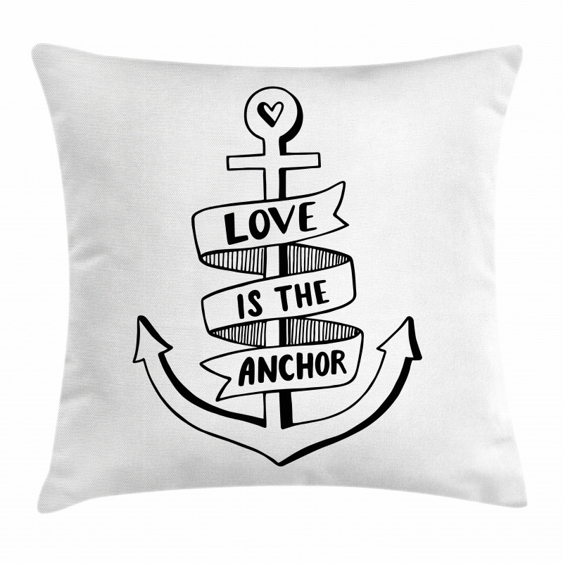 Hand Drawn Words Heart Pillow Cover
