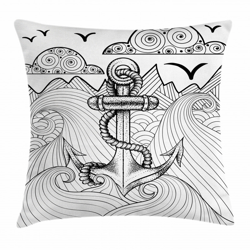 Zentangle Ocean Clouds Pillow Cover