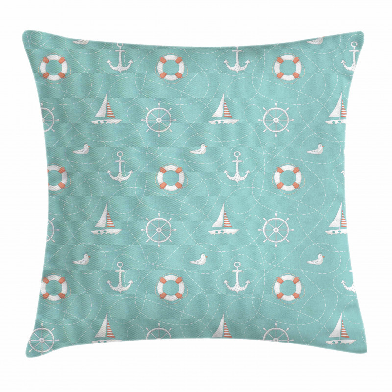 Nautical Seagull Helm Pillow Cover