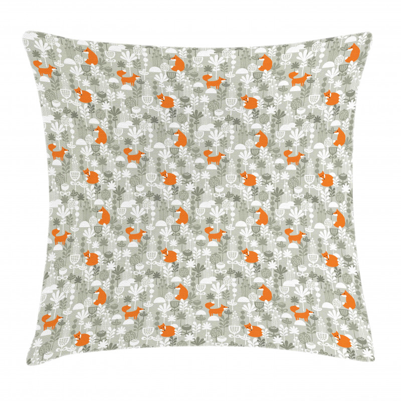 Winter Forest with Flowers Pillow Cover