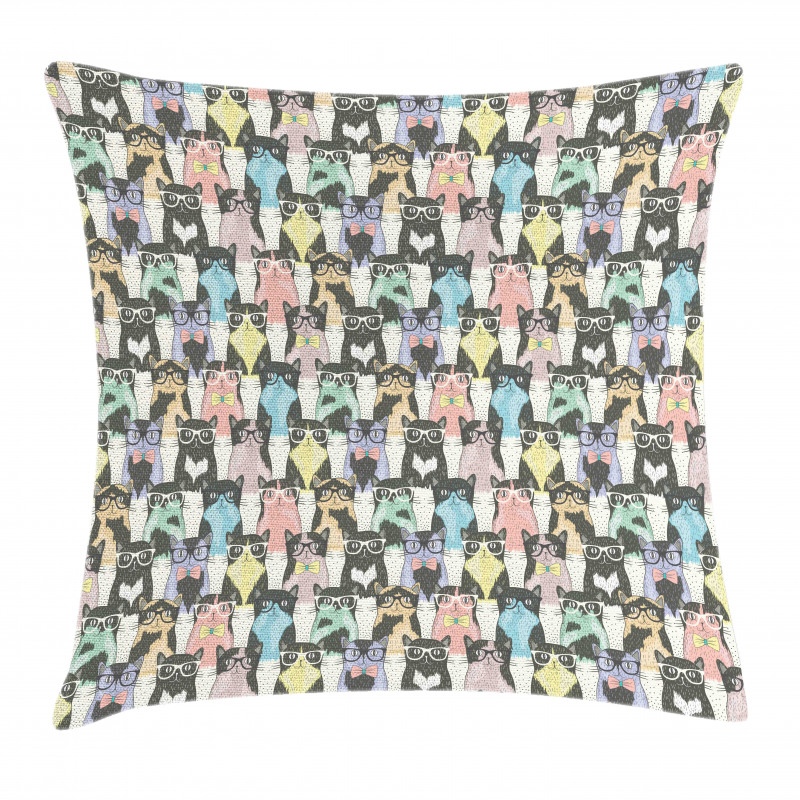 Hipster Cats with Glasses Pillow Cover