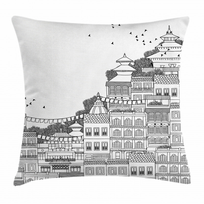 Doodle Style Kathmandu Pillow Cover