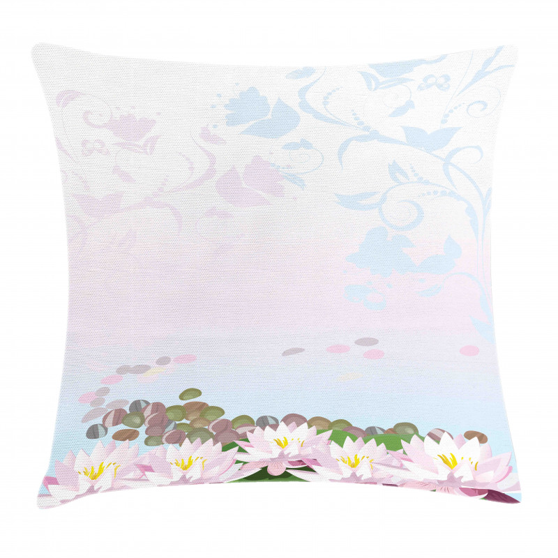 Water Lilies Pattern Pillow Cover