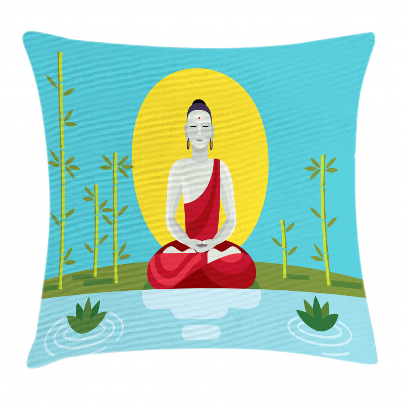 Meditating Monk Yoga Pillow Cover