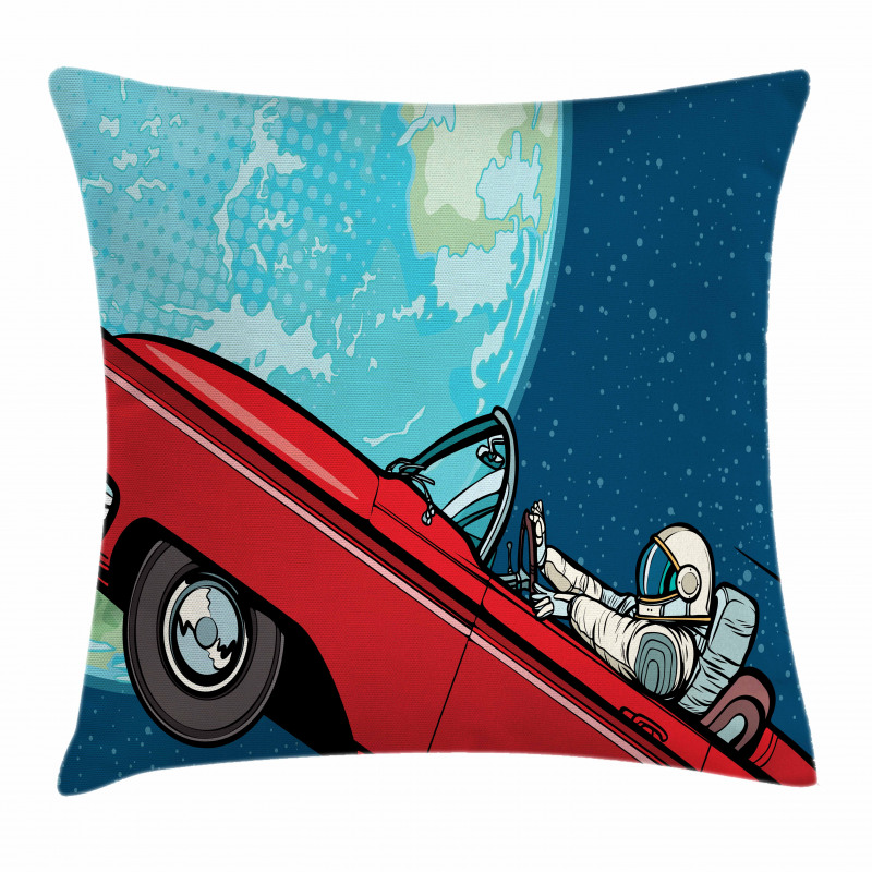 Cosmonaut in a Car Pillow Cover