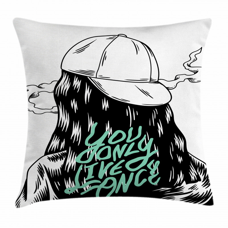 Girl with a Backwards Hat Pillow Cover