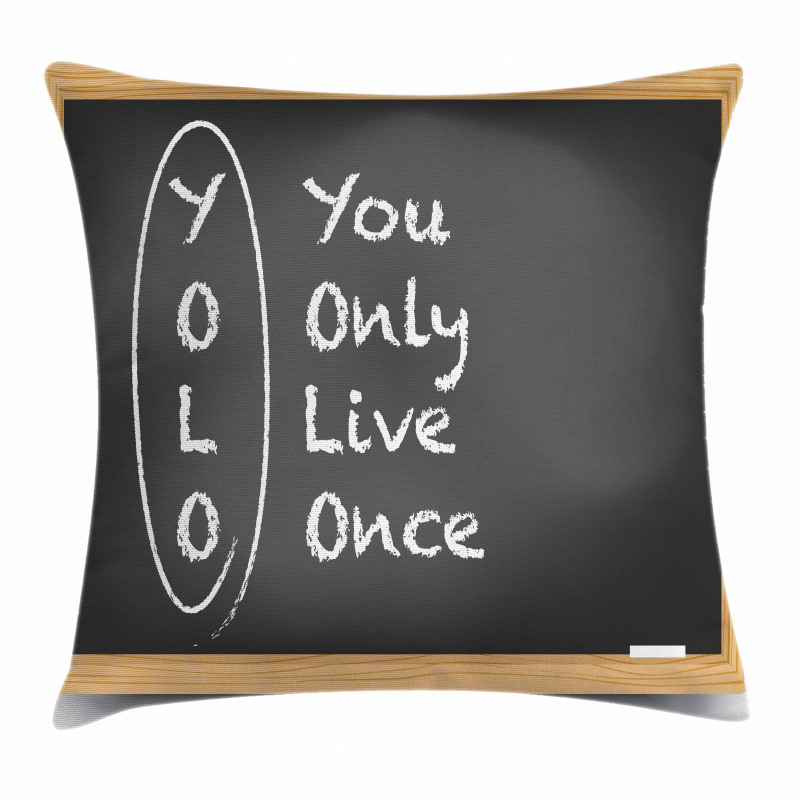 Life Words on Chalkboard Pillow Cover