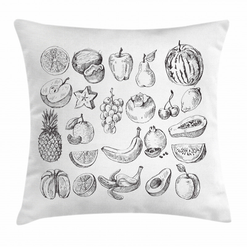 Hand Drawn Berries Food Pillow Cover