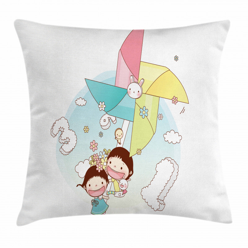 Happy Kids Playing Pillow Cover