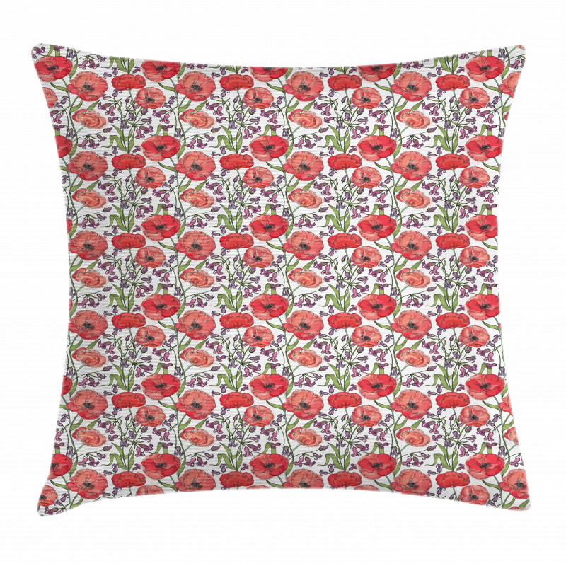 Poppy Blossoms Garden Pillow Cover