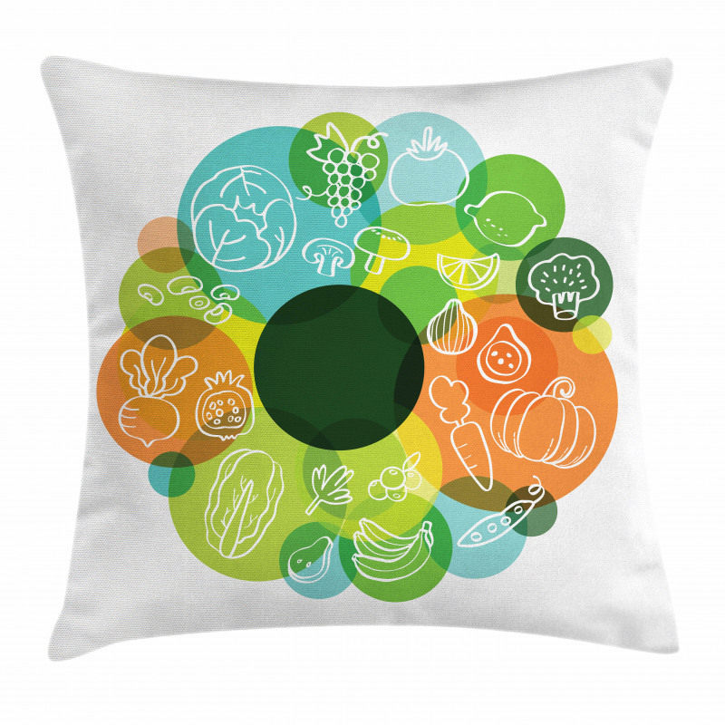 Doodle Vegan Pattern Pillow Cover