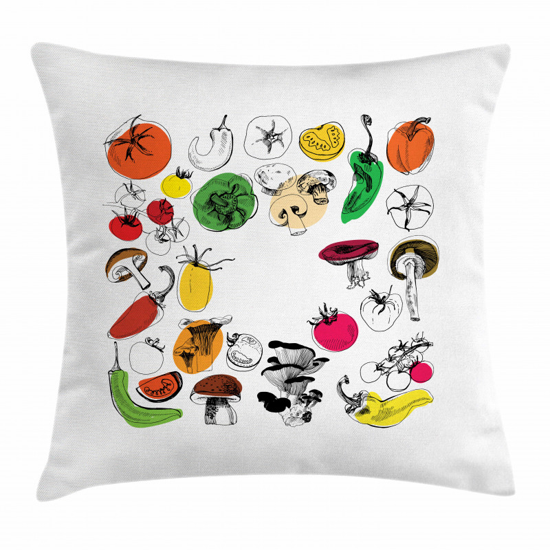 Doodle Food Artwork Pillow Cover