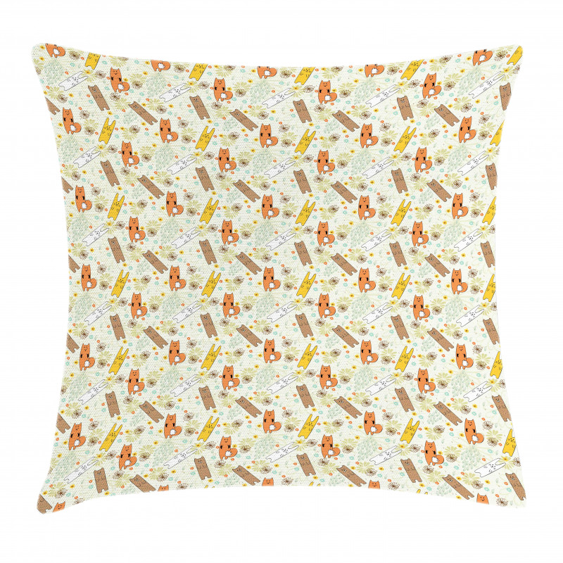 Bear Fox and Bunny Pillow Cover