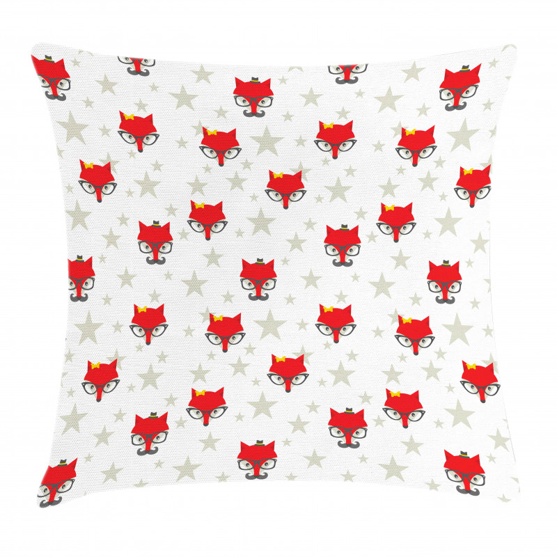 Hipster Foxes Hats Pillow Cover