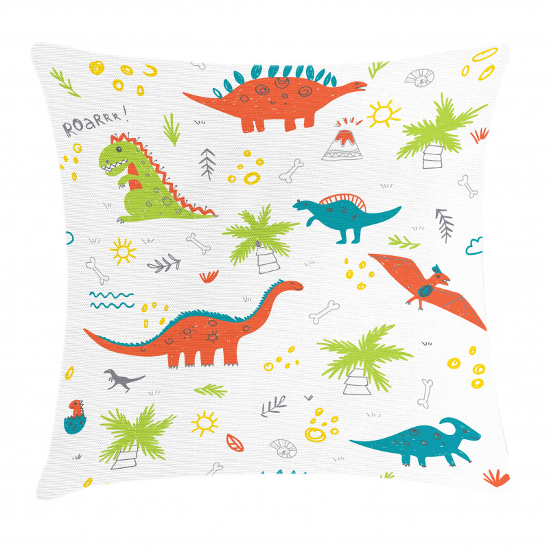 Prehistoric Wildlife Pillow Cover
