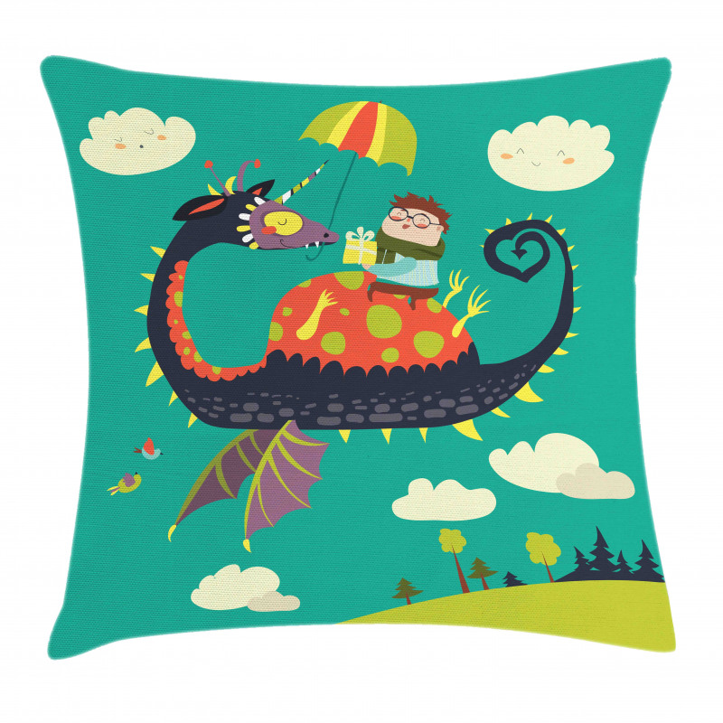 Fantasy Dragon Rider Pillow Cover