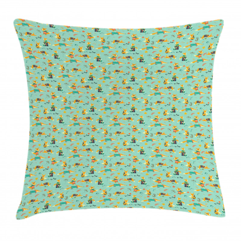 Foxes with Glasses Pillow Cover