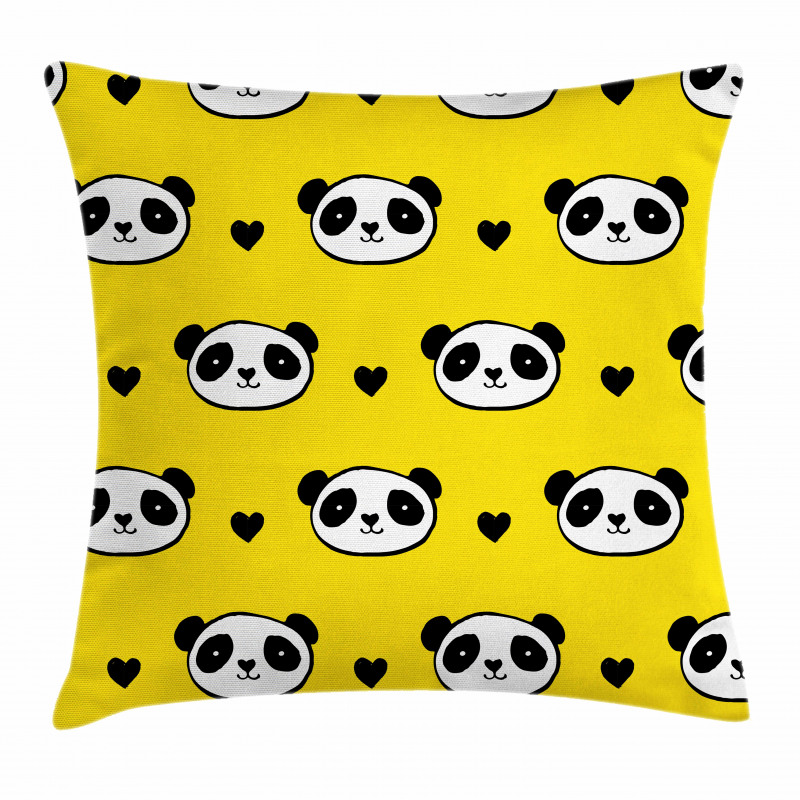 Smiling Panda Faces Pillow Cover