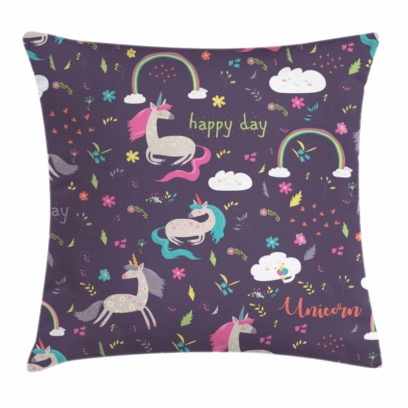 Unicorn Happy Day Pillow Cover
