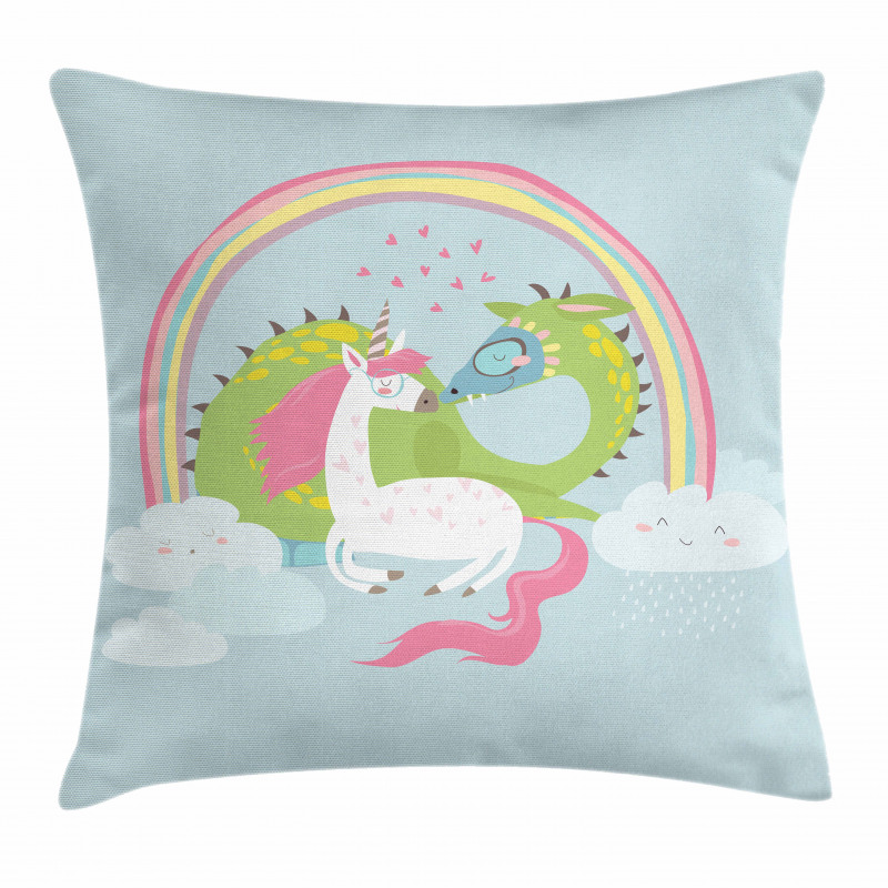 Dragon Unicorn Love Pillow Cover