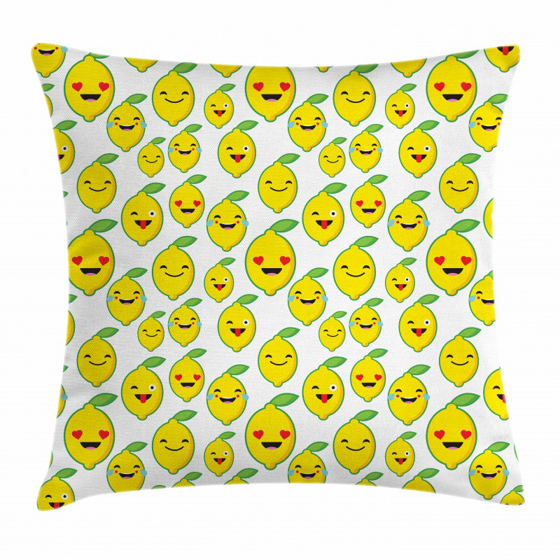 Cartoon Lemon Emoticons Pillow Cover