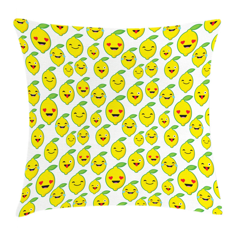 Cartoon Lemon Emoticons Pillow Cover