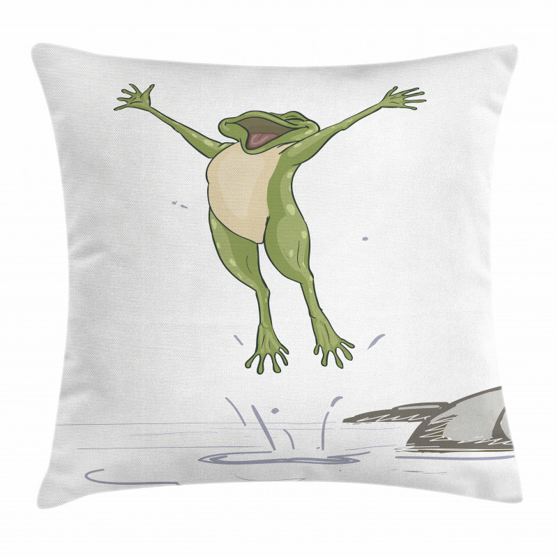 Happy Jumping Toad Humor Pillow Cover