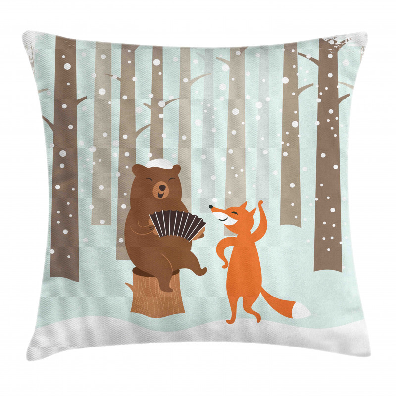 Bear with Accordion Fox Pillow Cover