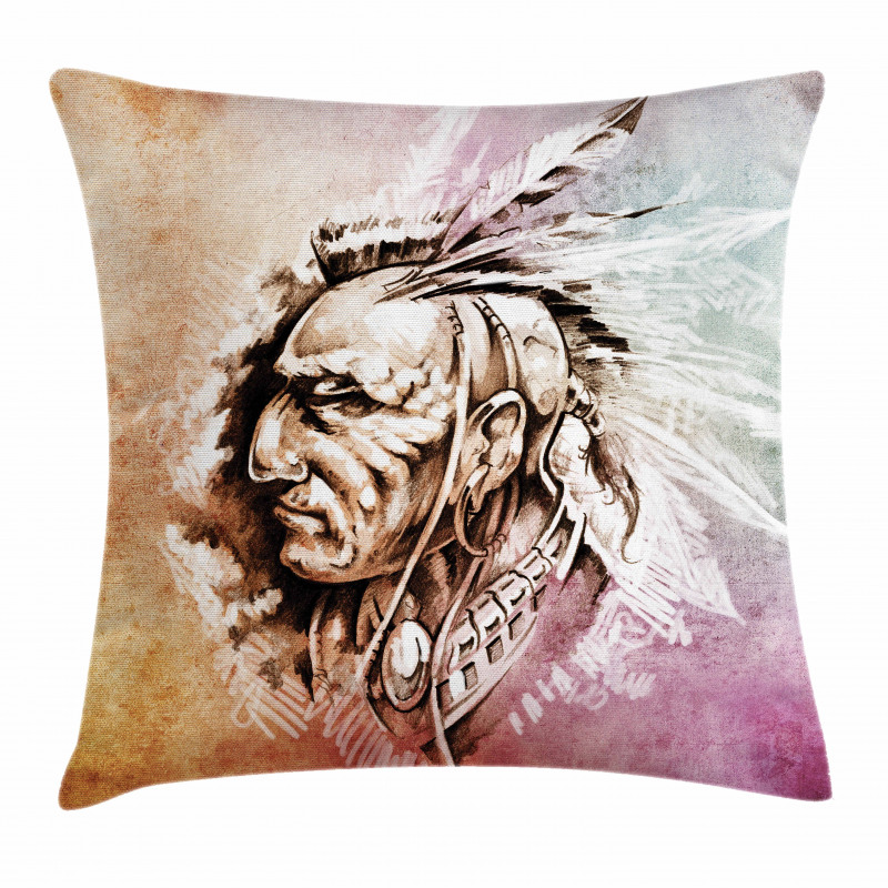 American Native Sketch Pillow Cover