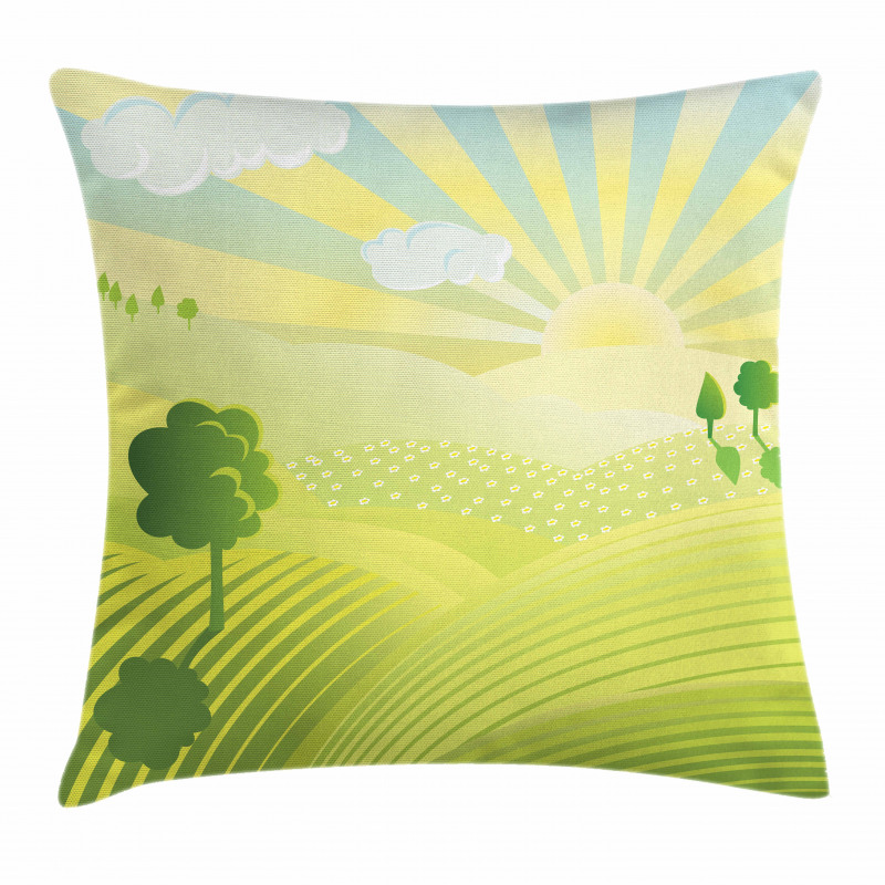 Sunshine Lightens Hills Pillow Cover