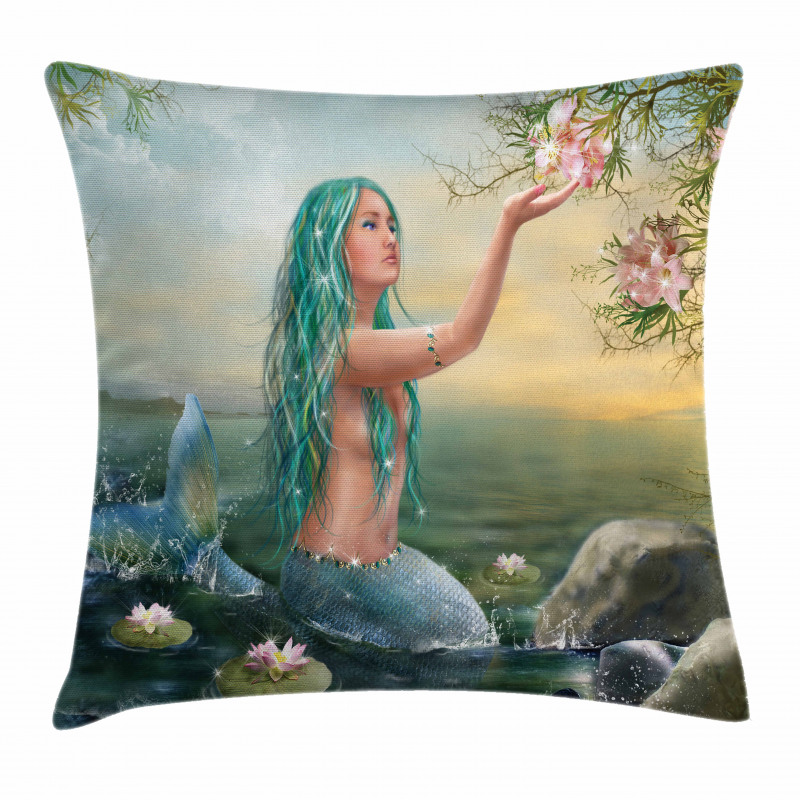 Mermaid and Magnolias Pillow Cover