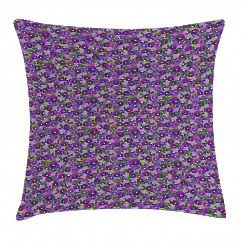 Green Field with Pansy Pillow Cover