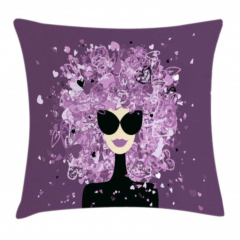 Woman Hearted Hairstyle Pillow Cover