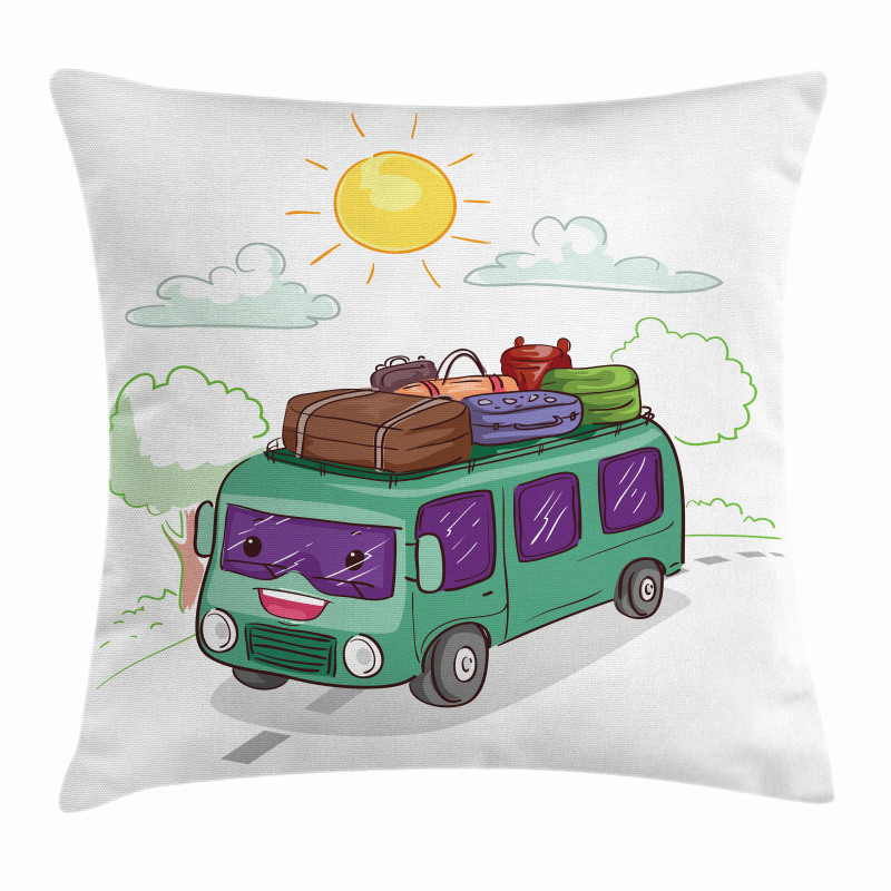 Bus Filled with Luggage Pillow Cover