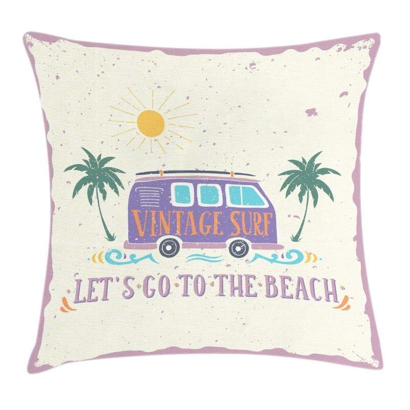 Grunge Beach Words Pillow Cover