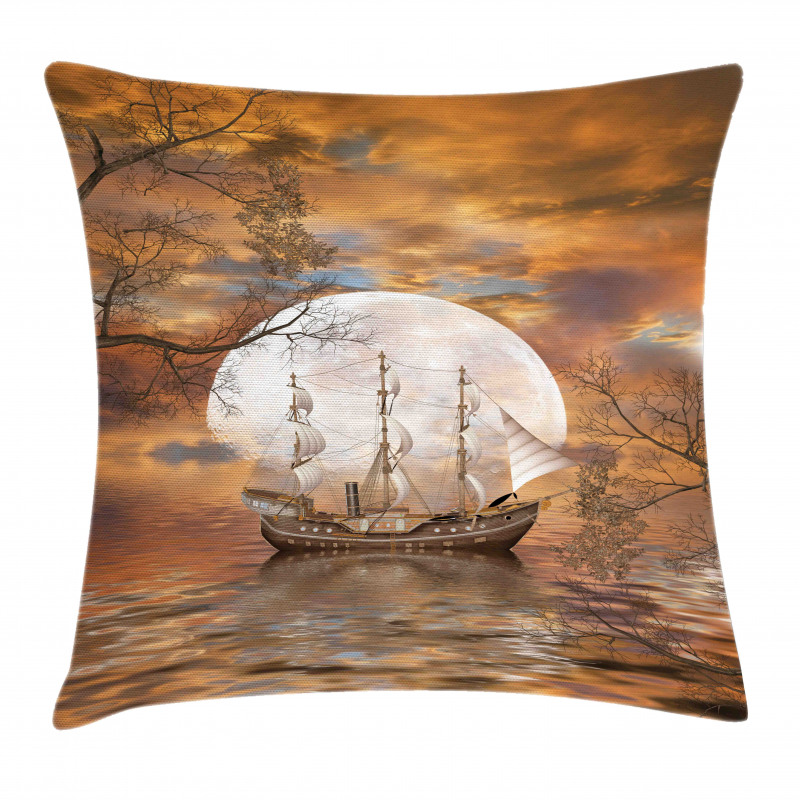 Full Moon Nautical on Moon Pillow Cover