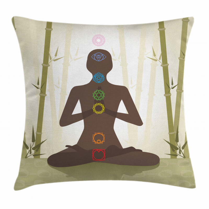 Yoga in Bamboo Stems Pillow Cover