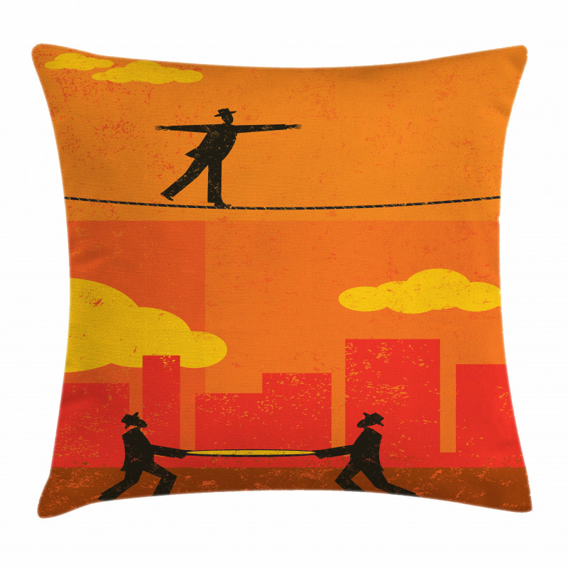 Men Walk Tightrope Net Pillow Cover