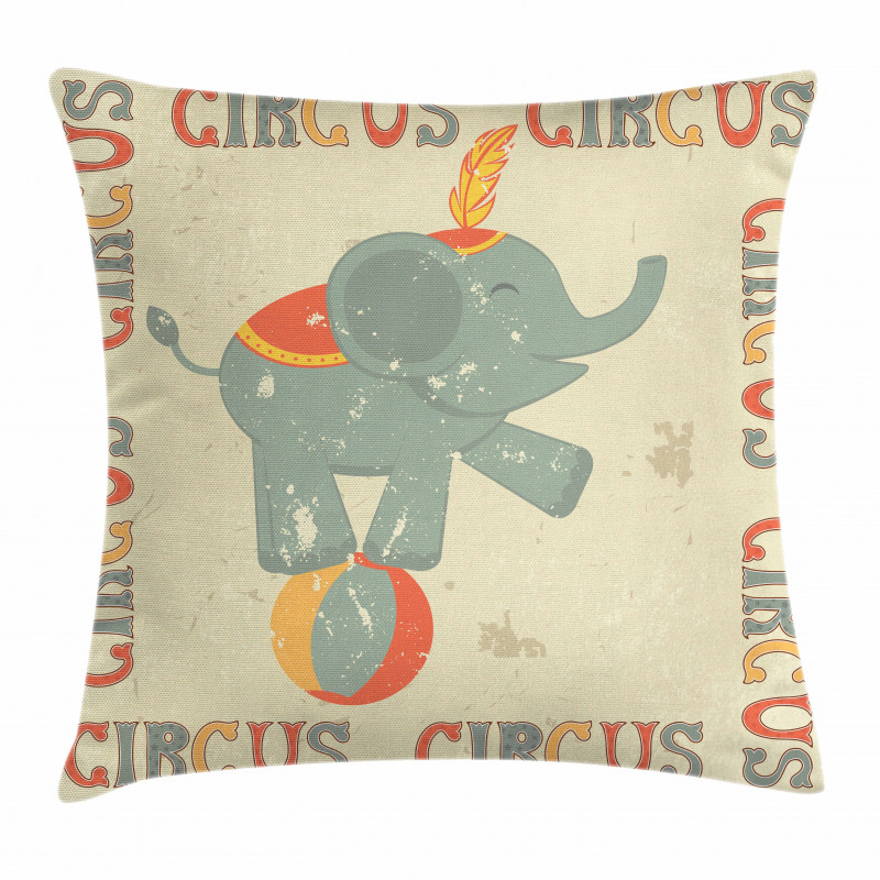 Retro Print Elephant Pillow Cover