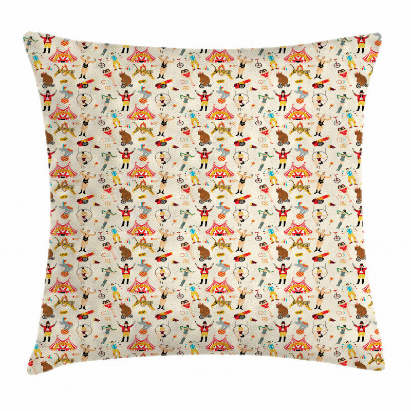 Retro Circus Firgures Pillow Cover