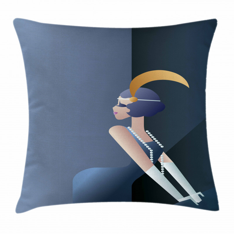 20s Style Flapper Lady Pillow Cover