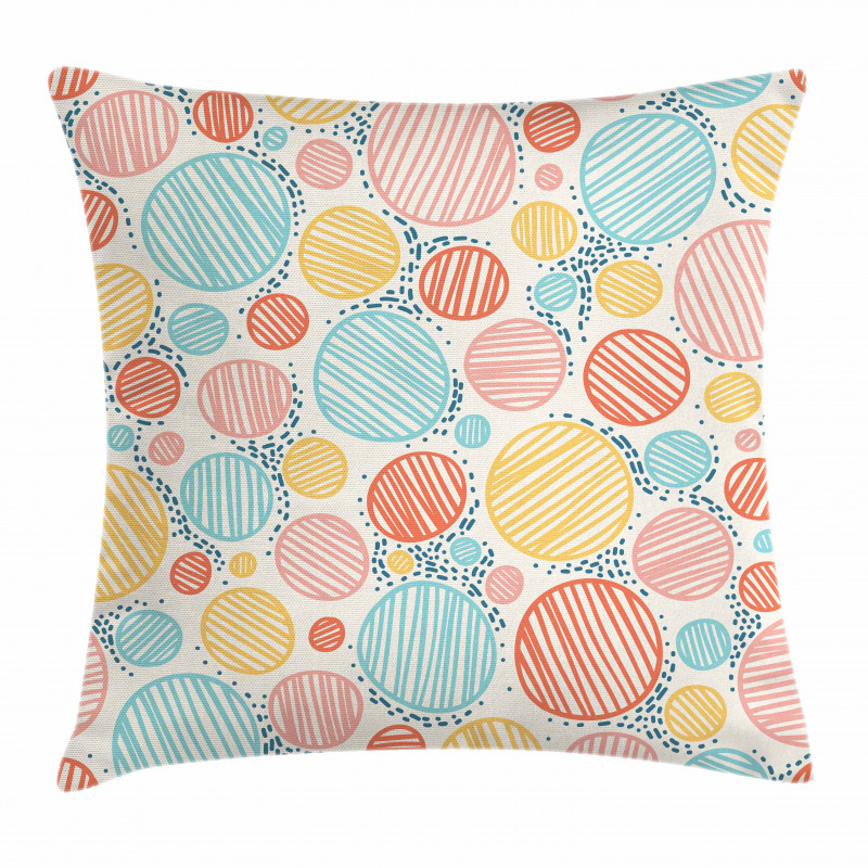 Striped Circles Pastel Pillow Cover
