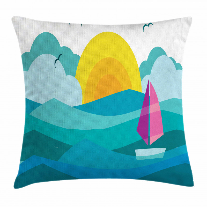 Sunny Sea Sail Ship Pillow Cover