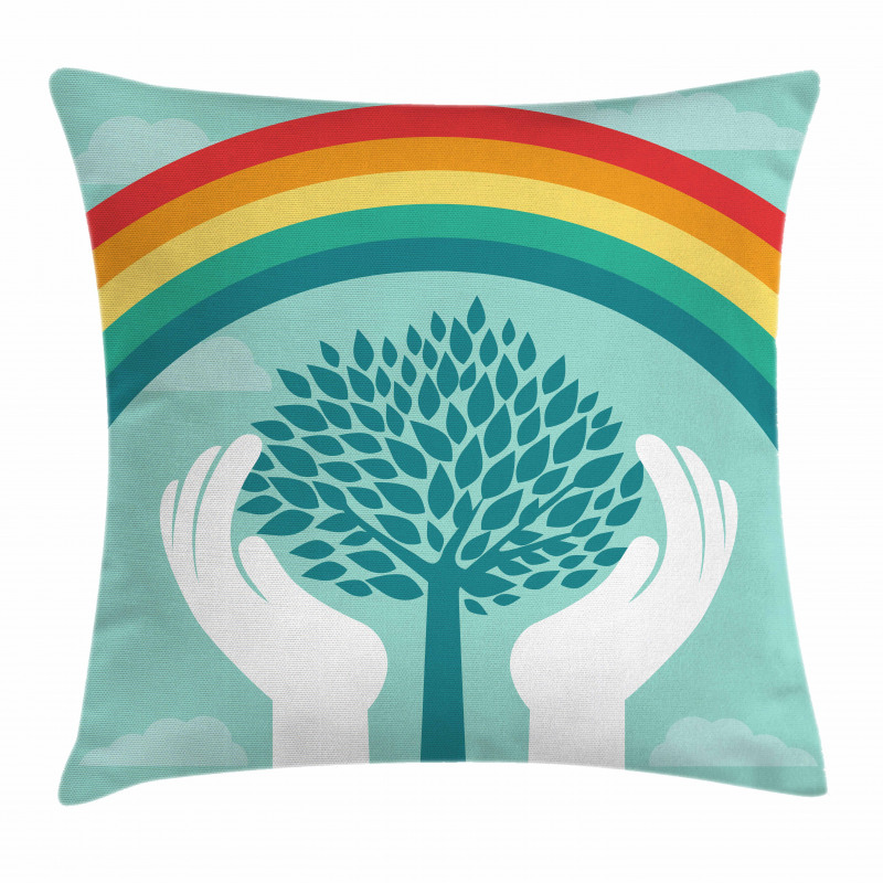 Tree and Hands Pillow Cover